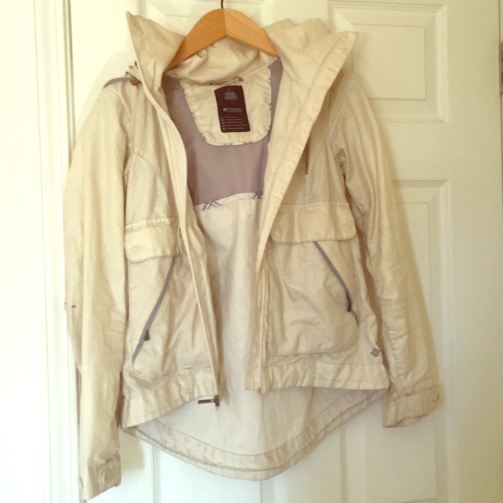 Rustic bone-colored Columbia windbreaker